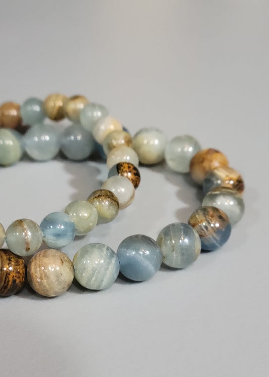 Blue Banded Calcite "Blue Onyx" Bracelet