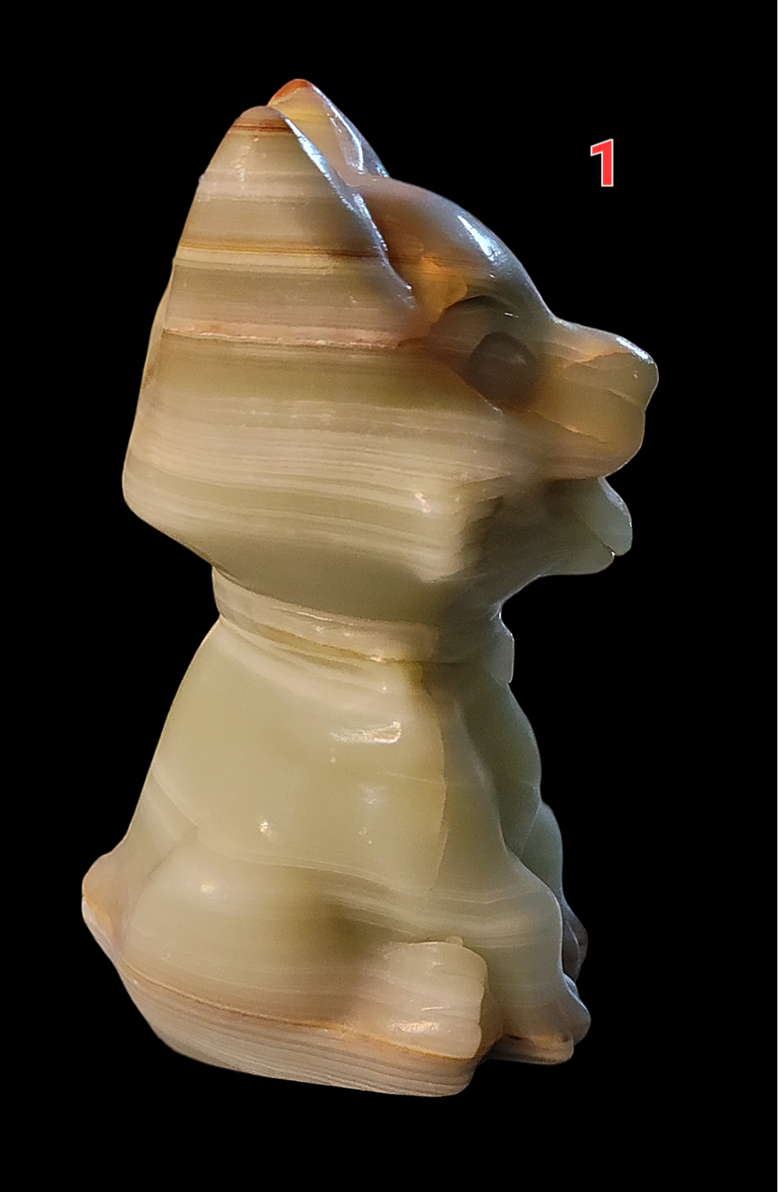 Banded Calcite Dog Carving